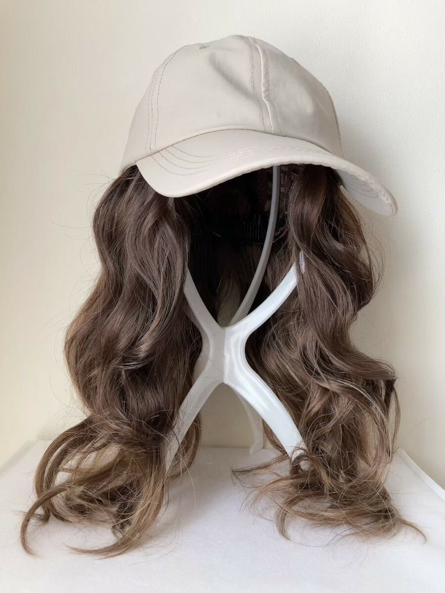 ハーフウィッグ グラデーション ブラウン×アッシュベージュ ロングウェーブ  ロング なみウェーブ ウィッグ HB08拍卖