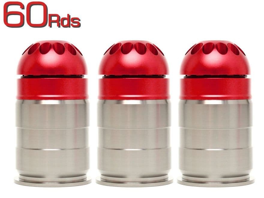 H8913R60-3P MILITARY-BASE(ミリタリーベース) フルメタル40mm ガスグレネード カート Gen.2 60Rds 3個セット拍卖