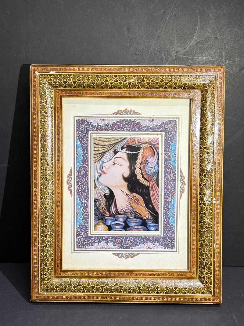 ● コレクター必見 トルコ? 象嵌? 木製 額装 オブジェ インテリア 飾り アート用品 コレクション Nr677拍卖