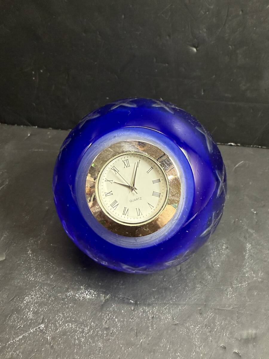 ★コレクター必見 切子 ガラス 置時計 ジャンク ガラス製 ガラス細工 球体 置物 飾り オブジェ コレクション Nn992拍卖