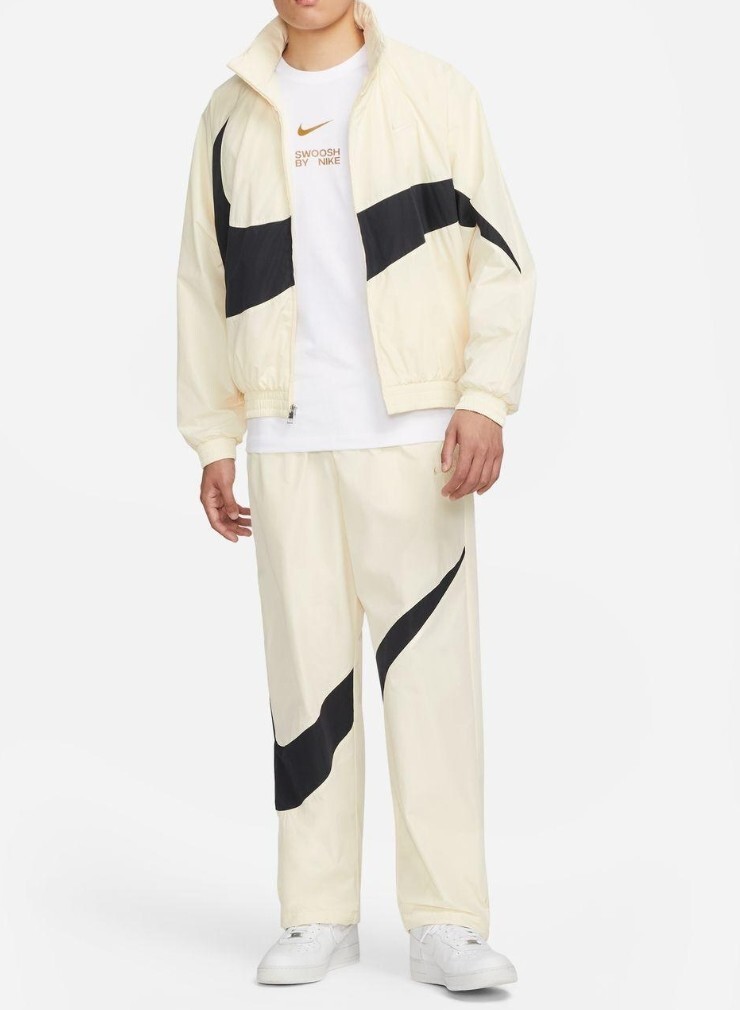 新品 定価29590 NIKE ビッグスウッシュ セットアップ L オフホワイト×ブラック ナイキ 上下 メンズ パンツ拍卖