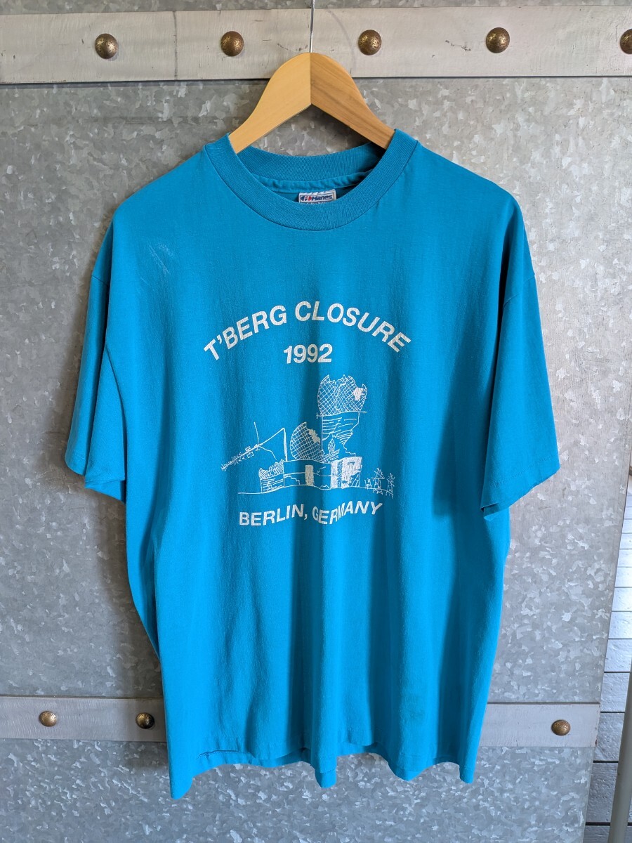 90s USA製 ヴィンテージTシャツ Hanes 50/50 シングルステッチ1992 BERLIN 冷戦 ミリタリー 米軍 洗濯済み拍卖