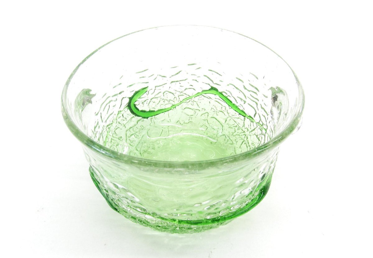 琉球ガラス 稲嶺盛吉 エメラルドグリーン ボウル ∠UK1980拍卖