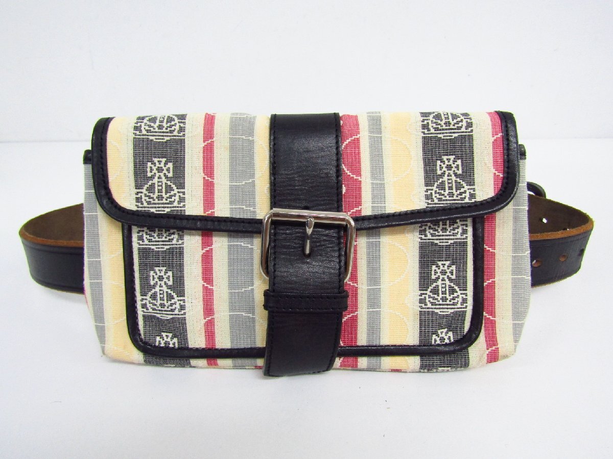 Vivienne Westwood ヴィヴィアンウエストウッド ウエスト クロスボディバッグ オーブ柄★BG4390拍卖