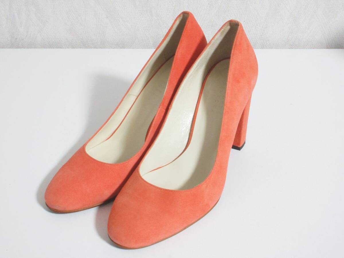 BARNEYS NEW YORK バーニーズニューヨーク スエード パンプス 37 オレンジ hj1489拍卖