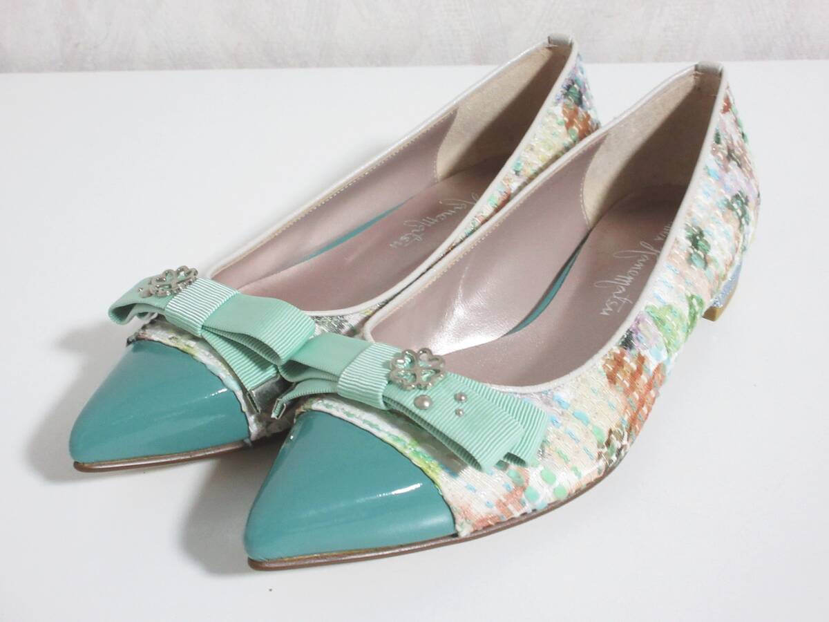 未使用 GINZA Kanematsu 銀座かねまつ リボン パンプス 22.5 hj1494拍卖