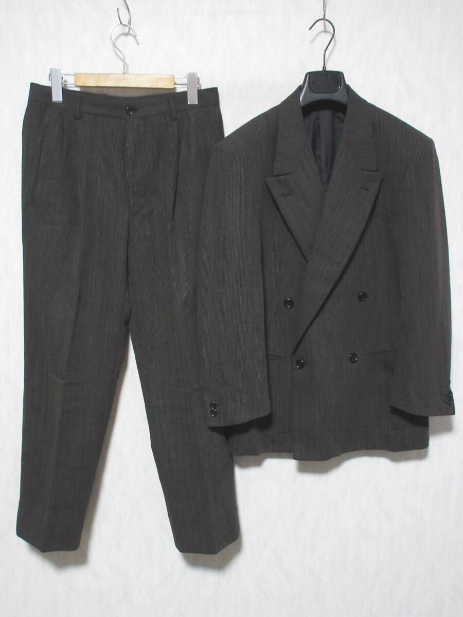 VERRI ベリー ストライプ ウール ダブル スーツ メンズ 44 グレー kn2565拍卖