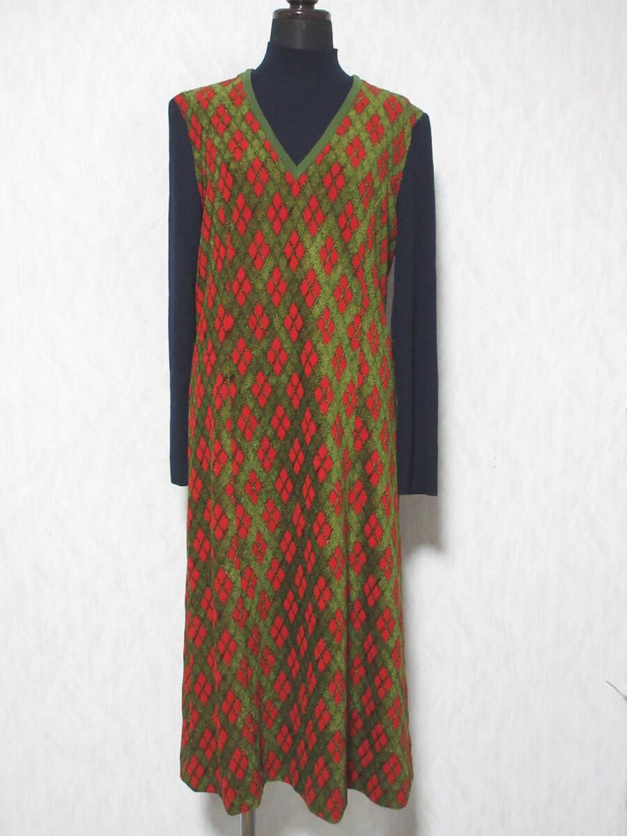 Roberta di Camerino ロベルタディカメリーノ 重ね着風 パイル地 ロングワンピース レディース 40 kn2577拍卖