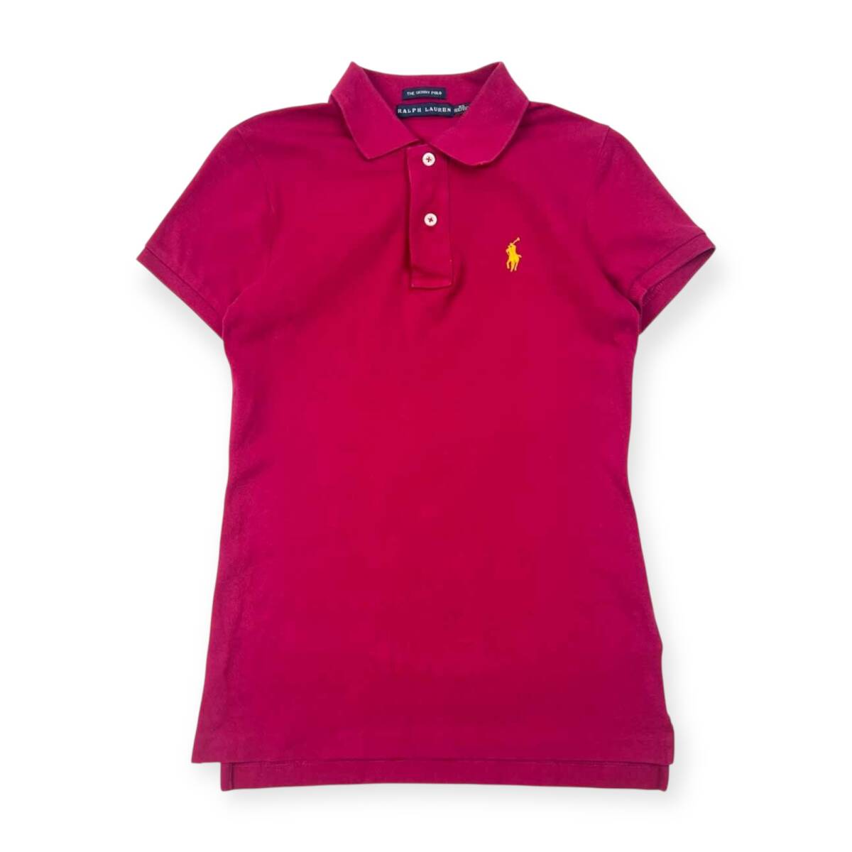 RALPH LAUREN ラルフローレン THE SKINNY POLO 鹿の子 半袖 ポロシャツ XS(155/80A)/赤紫系 レディース拍卖
