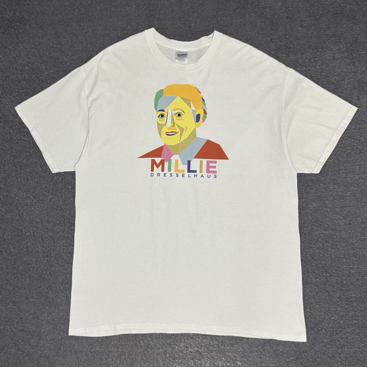 激レア!! 偉人シリーズ ミルドレッド・ドレッセルハウス 追悼 ピカソ風 アート Tシャツ XLサイズ 両面プリント ホワイト 入手困難 希少拍卖