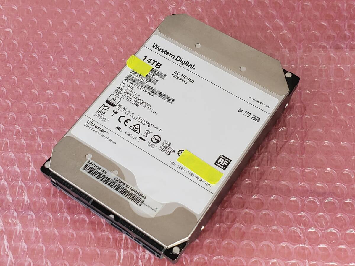 Western Digital WD 14TB 2020年製 17729時間 WUH721414ALE6L0 Ultrastar DC HC530 SATA600 3.5インチ 内蔵型HDD CMR 7200rpm WD14T1W 5SBL拍卖