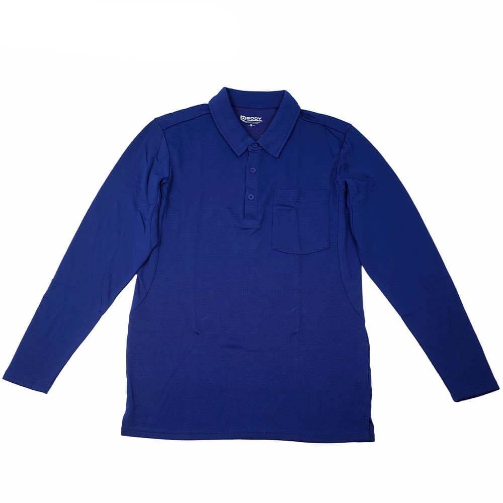 ボディタフネス メンズ ポロシャツ 長袖 スポーツ用 ウォーキング ランニング 速乾 吸汗 通気性 消臭 おたふく手袋 JW-604 ネイビーSサイズ拍卖