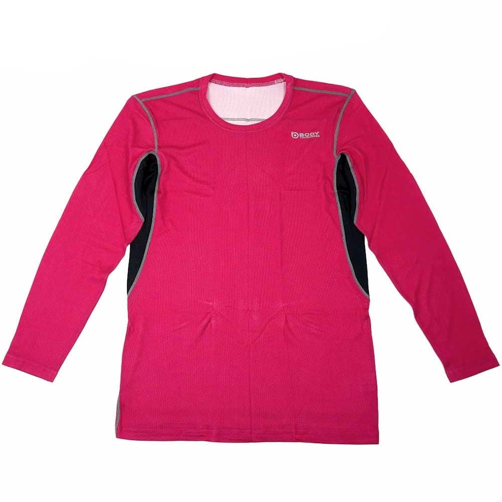 ボディタフネス メンズ 長袖 Tシャツ スポーツ用 ウォーキング ランニング 速乾 吸汗 通気性 消臭 おたふく手袋 マゼンタ JW-602 LLサイズ拍卖