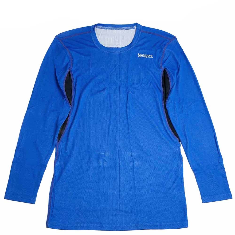 ボディタフネス メンズ 長袖 Tシャツ スポーツ用 ウォーキング ランニング 速乾 吸汗 通気性 消臭 おたふく手袋 ブルー JW-602 Lサイズ拍卖