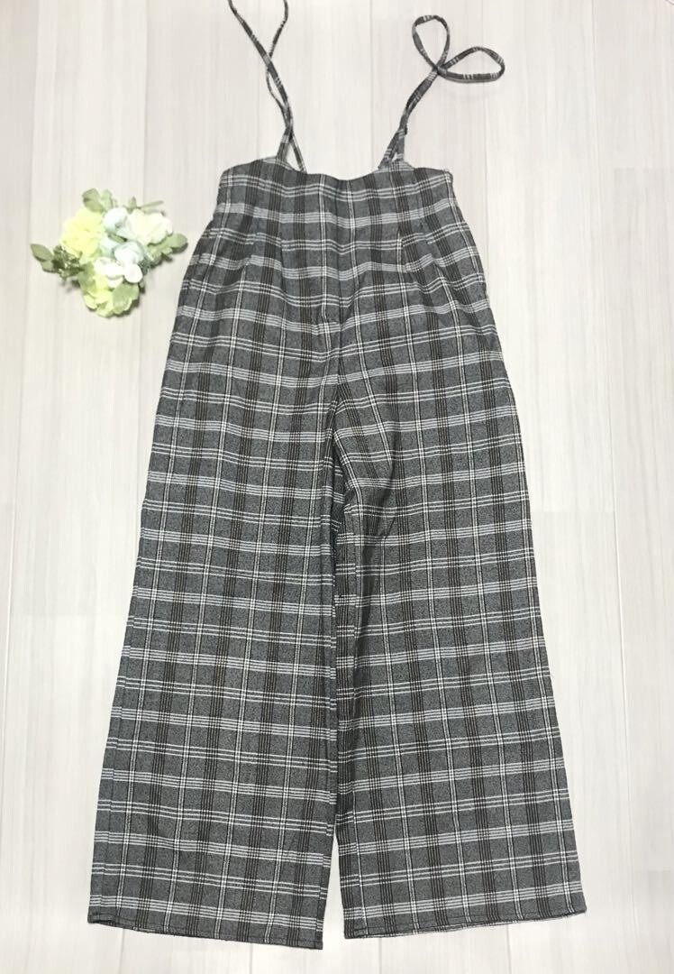 THE SECRET BEAN チェック柄サロペット フリーサイズ ウエスト64〜70cm 身長154〜162cm b0441拍卖