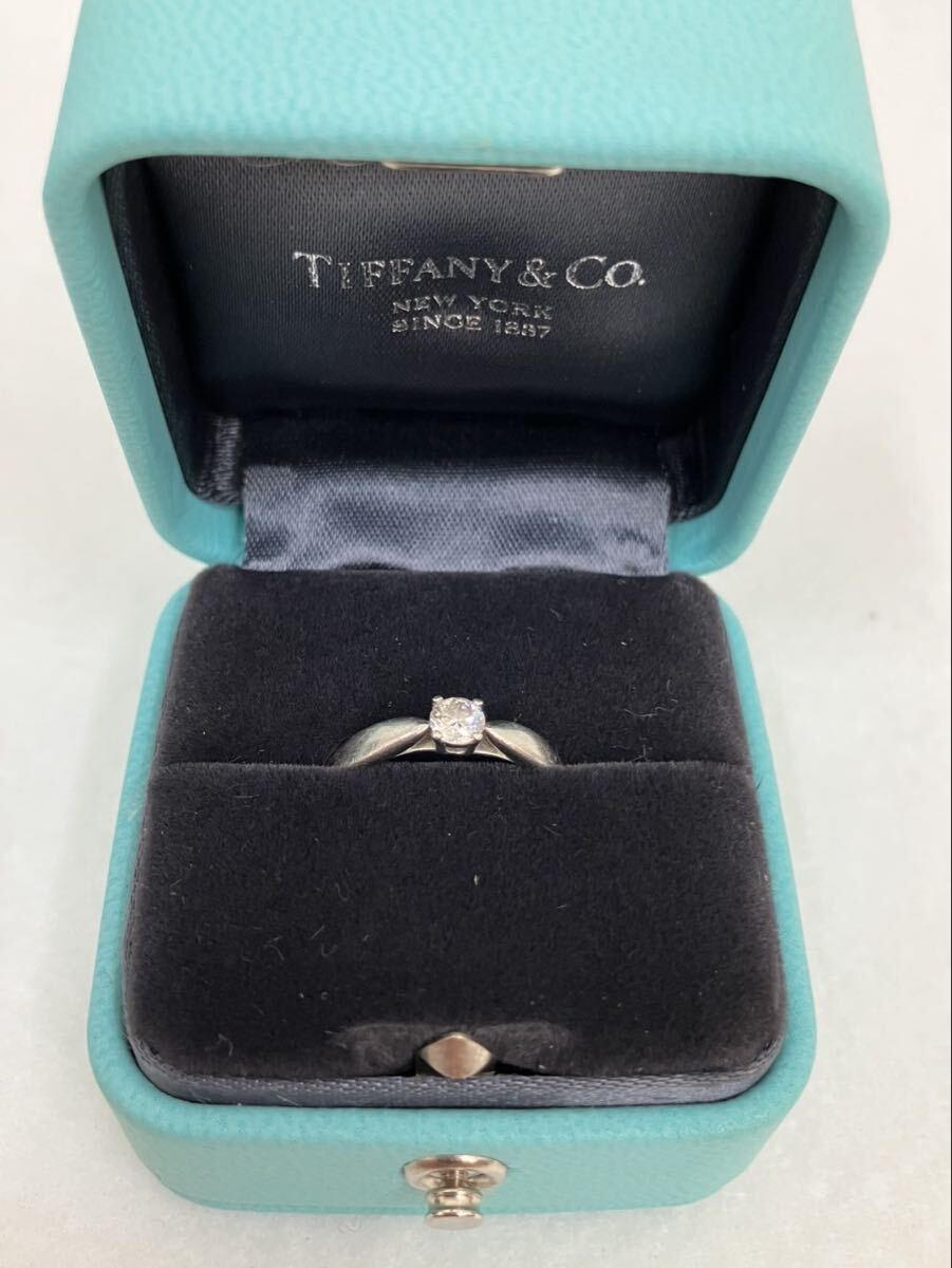 A【6E67】箱 証明書付Tiffany ティファニー ハーモニー Pt950 9号くらい 0.18ct プラチナ 指輪 リング ダイヤモンド TIFFANY&Co. 3.2g拍卖