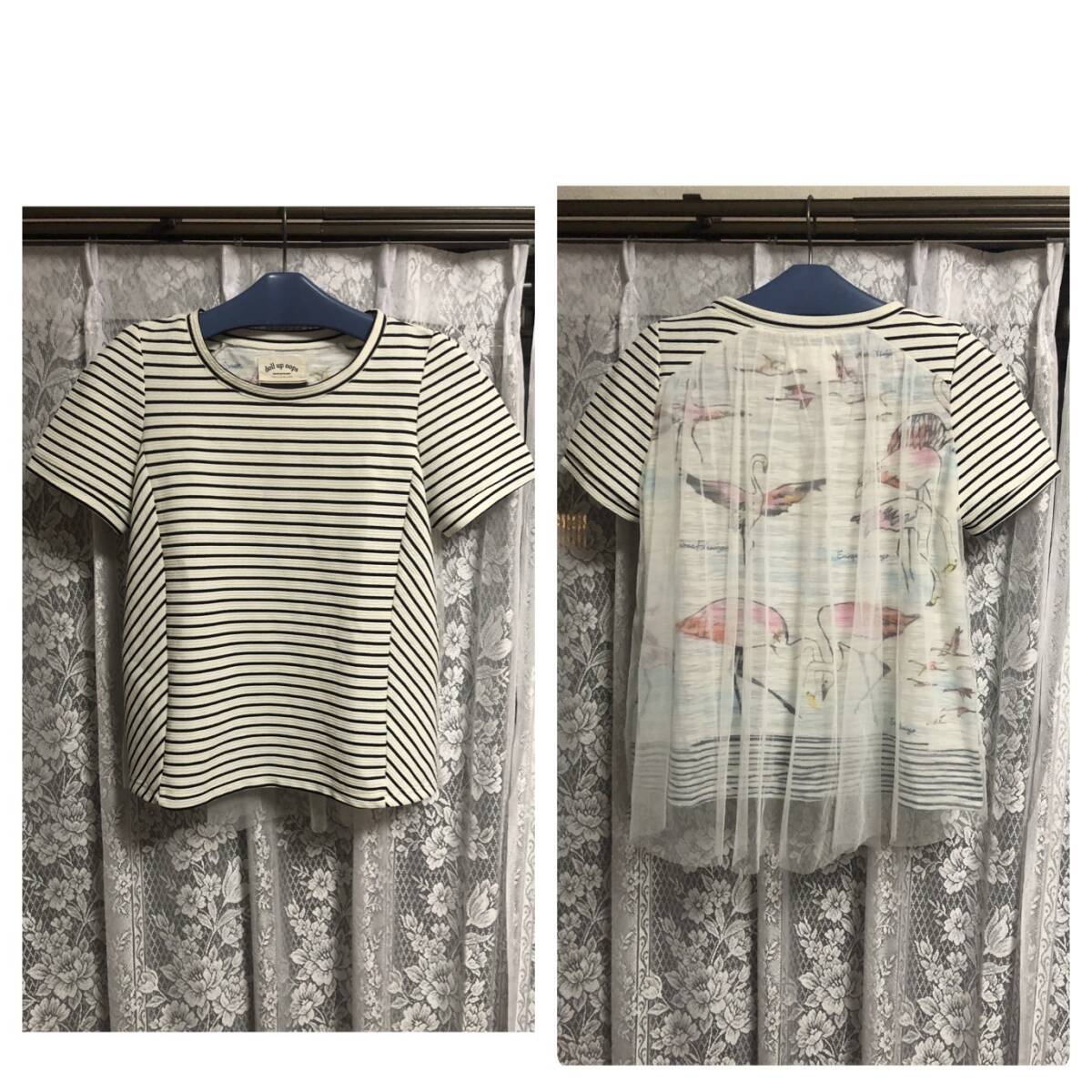 doll up oops ドールアップウップス バックチュールデザイン フラミンゴ ボーダーカットソー拍卖