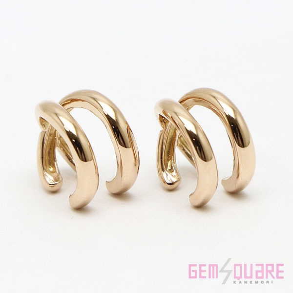 【値下げ交渉可】K18PG デザインイヤリング イヤーカフ クロスフープ 3.2g 仕上げ済【質屋出店】拍卖