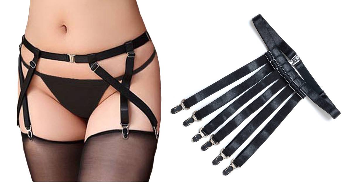 送料無料 doyeah1911/6ストラップガーターベルト アレンジ可能!、・・黒・・拍卖