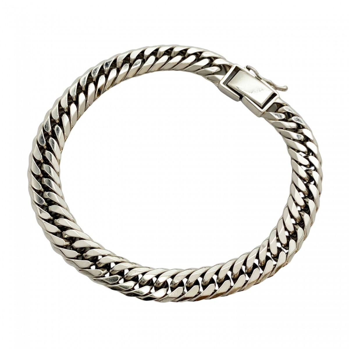 【5khg042】喜平 ブレスレット Pt850 プラチナ 6面 ダブル 21cm 51.2g キヘイ【中古】メンズ レディース ユニセックス拍卖