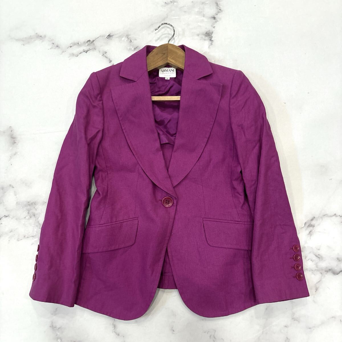 AX * イタリア製 'ラグジュアリーウェア' ARMANI COLLEZIONI アルマーニ コレツィオーニ 高品質 テーラードジャケット 40 レディース拍卖