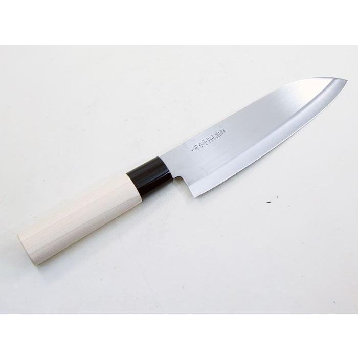 和包丁 関の包丁 濃州正宗作 三徳 両刃 白木/送料無料拍卖