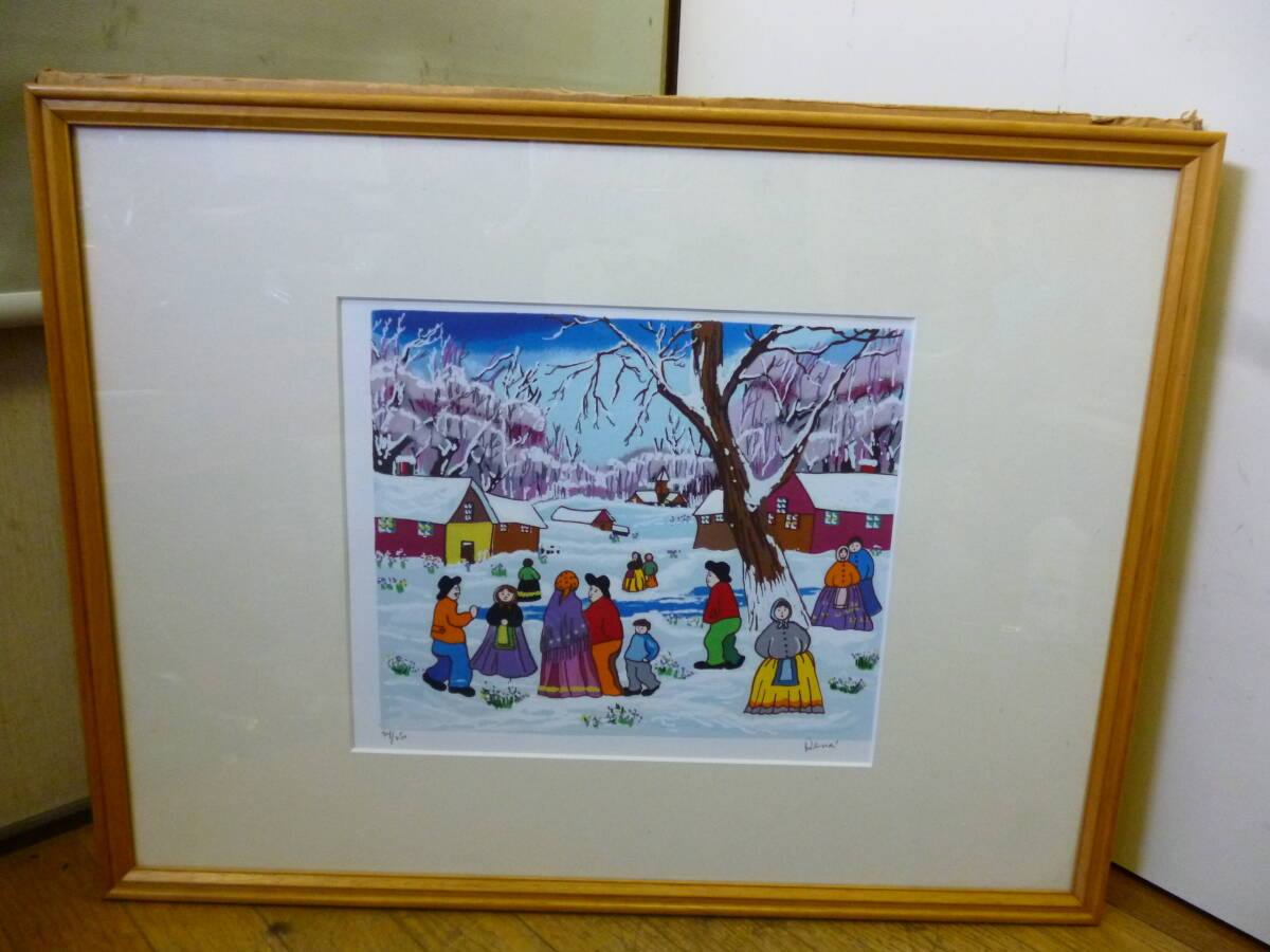 ◆真作 Dena PIRO ディナ・ピロ 春の雪 リトグラフ 34/250 販売価格6万円の絵画 額入り◆拍卖