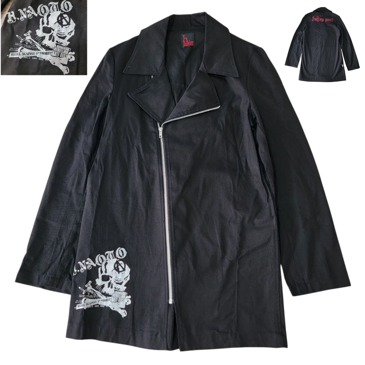 【 美品 】 h.naoto エイチナオト h.anarchy エイチアナーキー 黒 ライダース F ミドルコート 拍卖