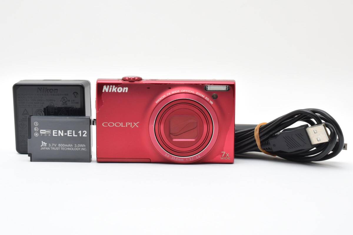 良品 Nikon coolpix S6100 レッド バッテリーチャージャーセット拍卖
