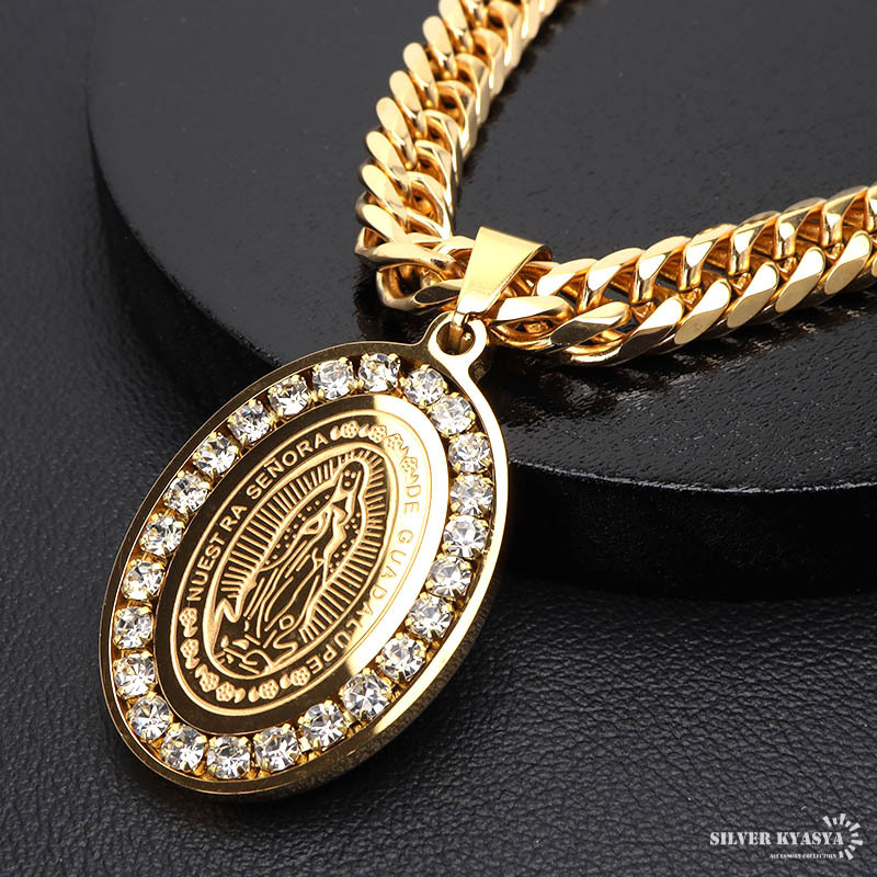 (50cm) ステンレス マリアネックレス コインネックレス ゴールド 18KGP ダブル喜平チェーン 男性 メンズ 金アレ対応拍卖