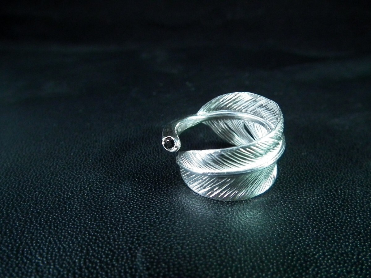 Feather フェザー リング Silver925 Black Spinel 指輪 SV925拍卖