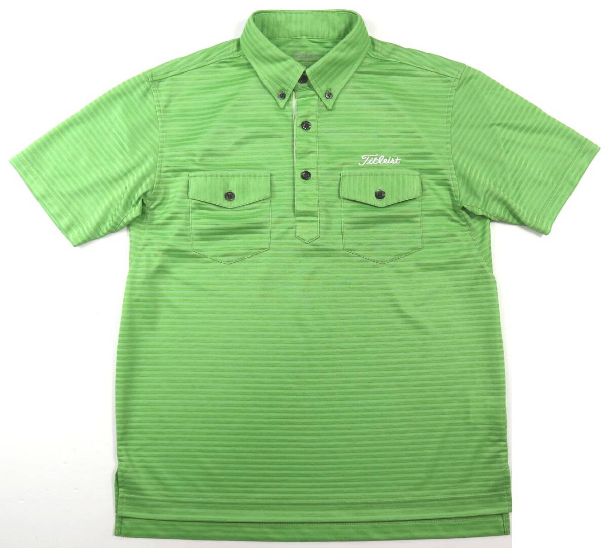 美品★Titleist タイトリスト ボーダー ボタンダウン半袖ドライシャツ/ポロシャツ/Mサイズ拍卖