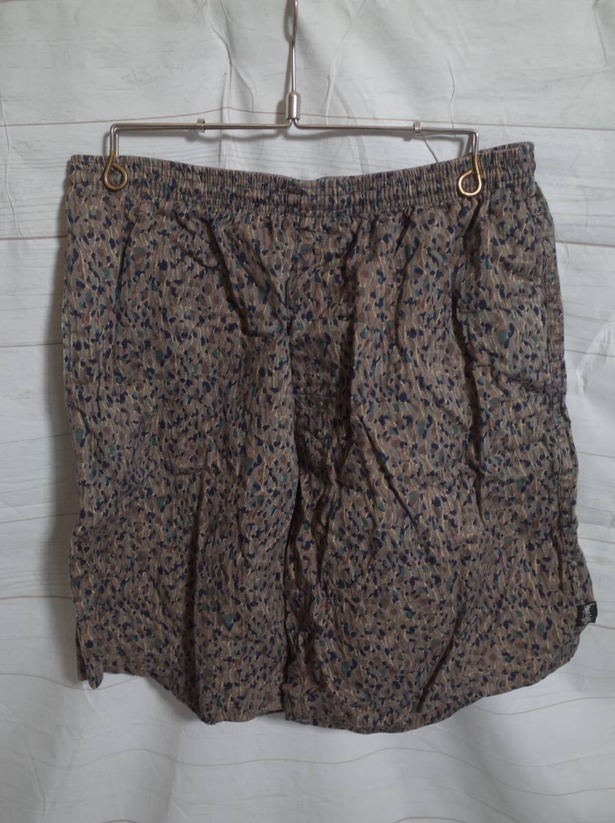 vintage 80's USA製 黒タグ OLD STUSSY オールド ステューシー カモフラージュ コットン ショーツ ショートパンツ ブラウン系 L 半パン拍卖