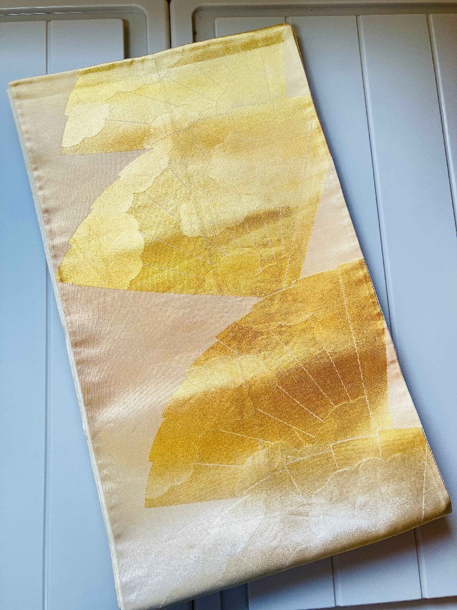 袋帯 正絹 / 金色系 ゴールド系 / 扇 幅約31cm 着物帯 TCS着物 W52拍卖