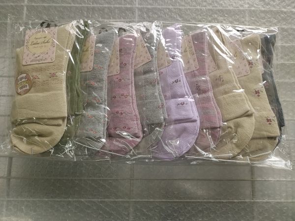 靴下 ソックス 10足セット 小花柄 23㎝~25㎝ レディース 送料無料拍卖