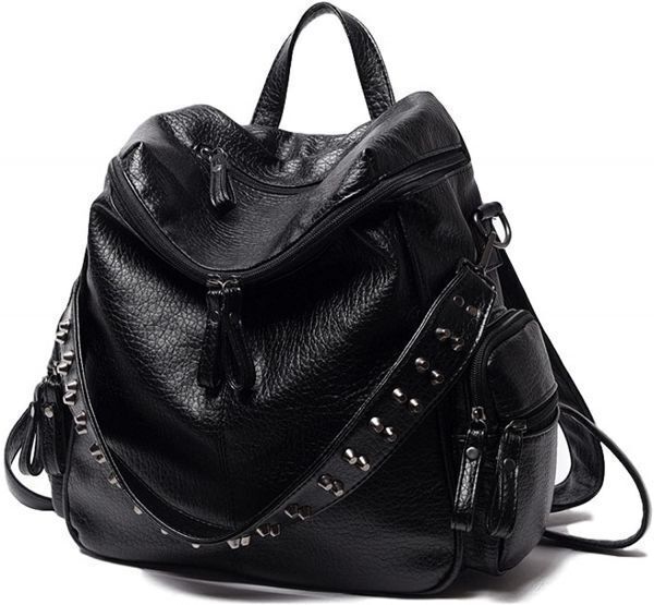 リュックサック スタッズ ショルダーバッグ 2way PUレザー 斜め掛け レディース ブラック 送料無料拍卖