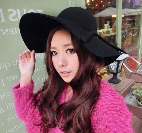 つば広帽子 レディース帽子 つば広 ハット レディース ブラック 帽子 無地 アウトドア帽子 婦人帽子 女性帽子 メール便 送料無料拍卖