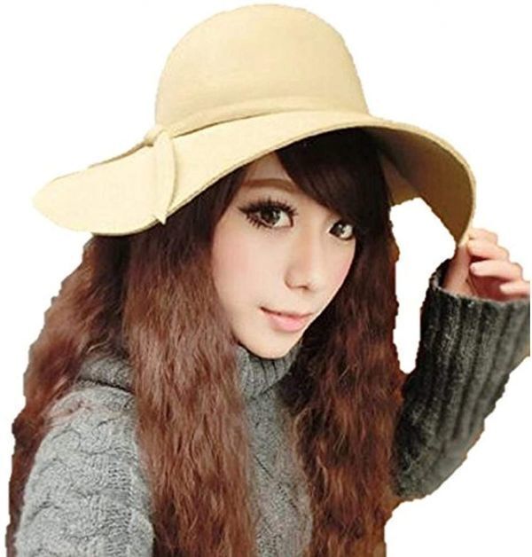 つば広帽子 レディース帽子 つば広 ハット レディース ベージュ 帽子 無地 アウトドア帽子 婦人帽子 女性帽子 メール便 送料無料拍卖