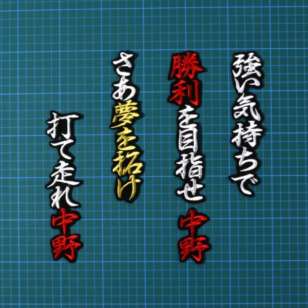 送料無料 中野 応援歌 行白赤金/黒 刺繍 ワッペン 阪神 タイガース 応援 ユニフォーム に拍卖