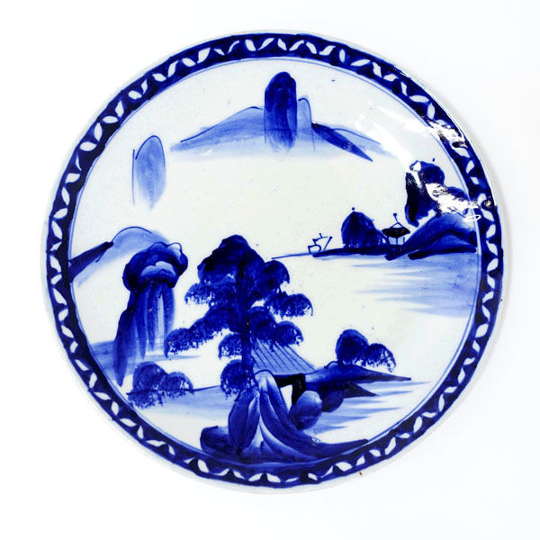 ★ 有田焼 蔵出アンティーク 和食器 有田焼 蔵出アンティーク 染付山水尺大皿 (0220508742)拍卖