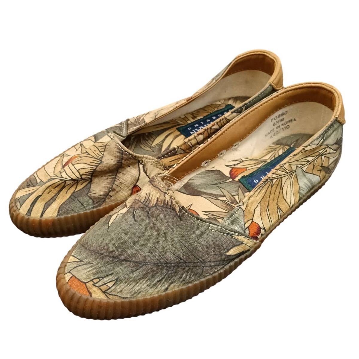 【レア】 COLE HAAE sporting コールハーン パンプス ペタンコ 花柄 6 1/2 M F0880 ブラウン シューズ 靴 ヴィンテージ フラット拍卖