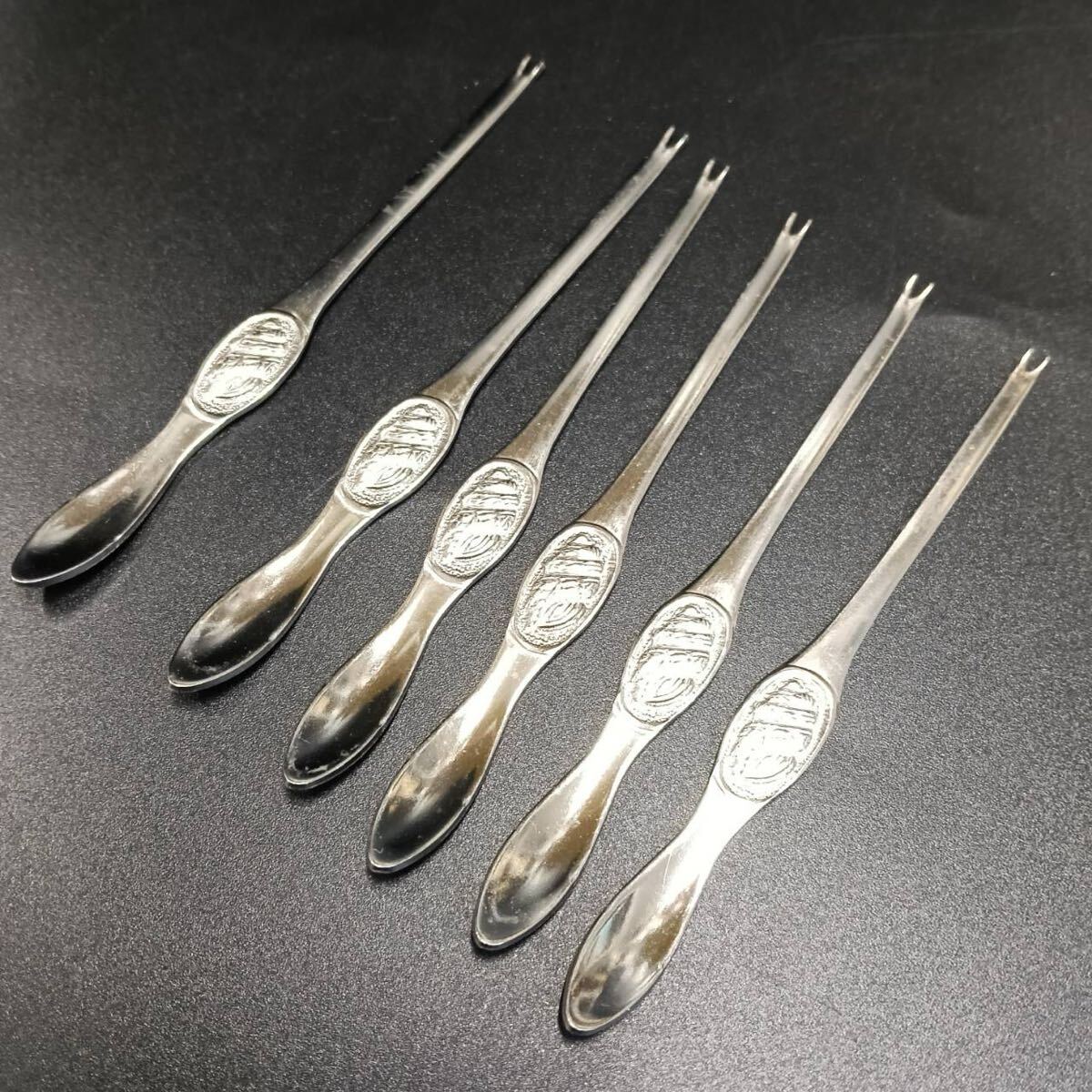 【良品】 カニ エビ カイ フォーク スプーン 6本セット ステンレス カニフォーク 蟹 海老 貝 食器 カトラリー アウトドア ヴィンテージ拍卖