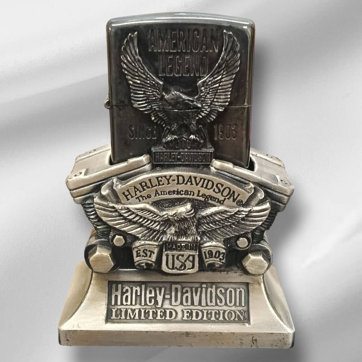 【火花あり】HARLEY DAVIDSON ハーレーダビッドソン Zippo ジッポー オイルライター 2678 イーグル ケース 喫煙具 ライター シルバー色拍卖