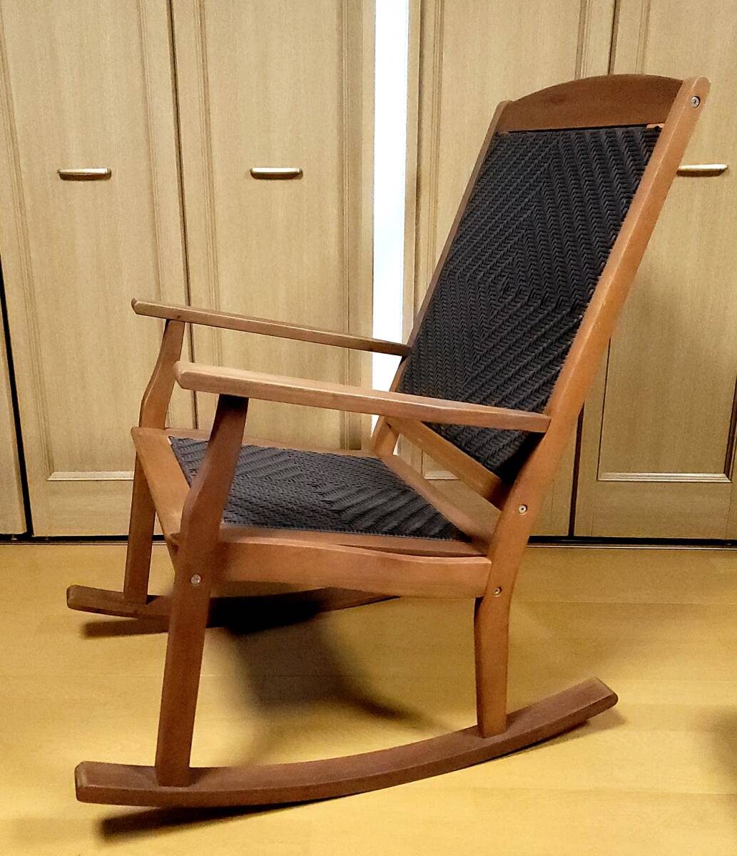 ロッキングチェア ハイバック 木製 アーム ガーデン拍卖