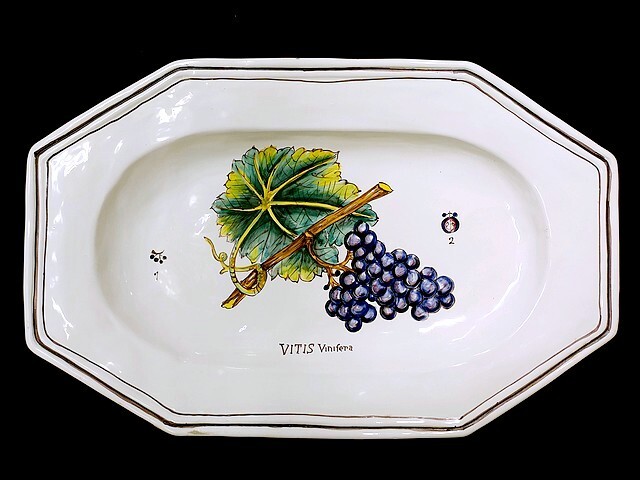 3QV売切!税無し☆飾り皿■絵皿■大皿■ヨーロッパブドウ■イタリア製■約30cm×約48cm■ハンドペイント■現状■現品限り■0815-4拍卖