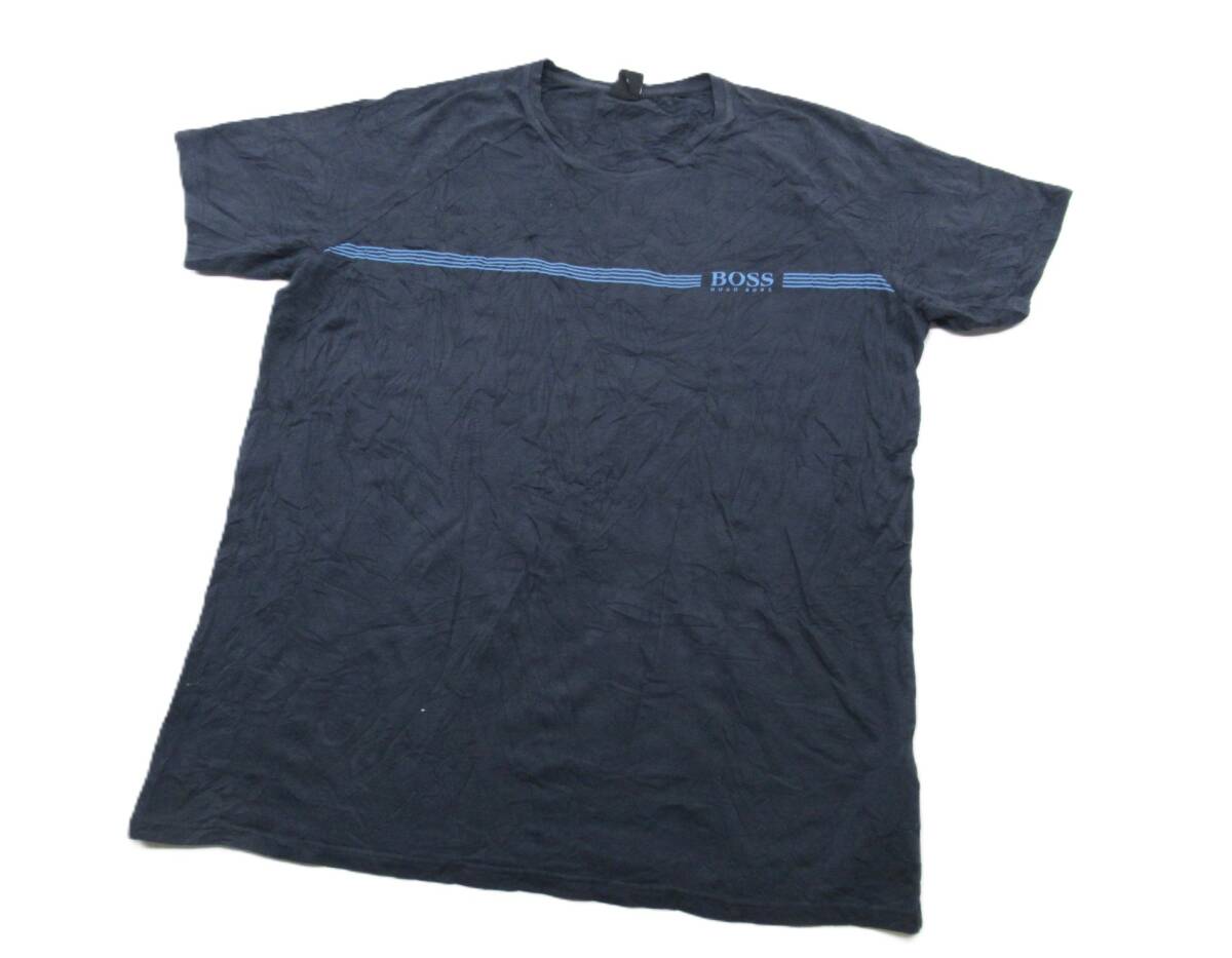 ★パケット発送/同梱不可【送400円】634 インポート古着 HUGO BOSS ヒューゴボス 半袖プリントTシャツ カットソー メンズ 黒系 XL拍卖