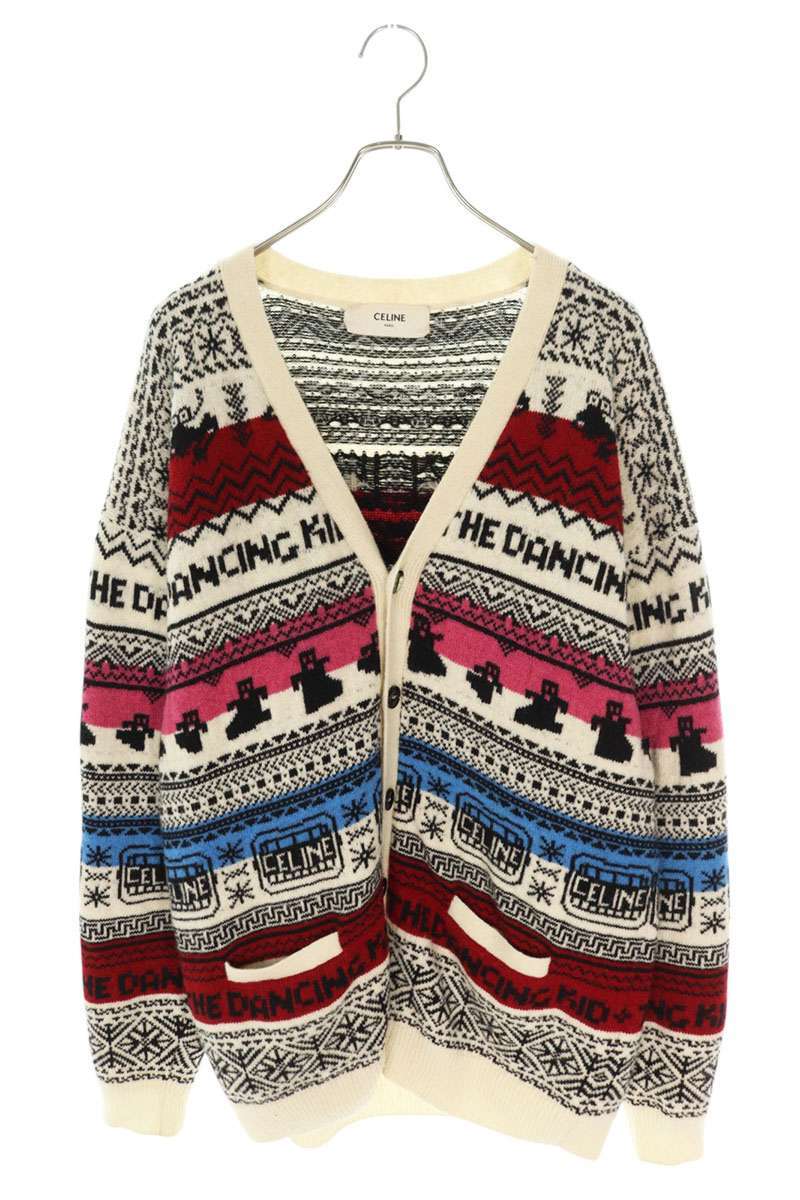 セリーヌ CELINE 2A08L715M サイズ:S ウールジャガードルーズカーディガン 中古 BS55拍卖