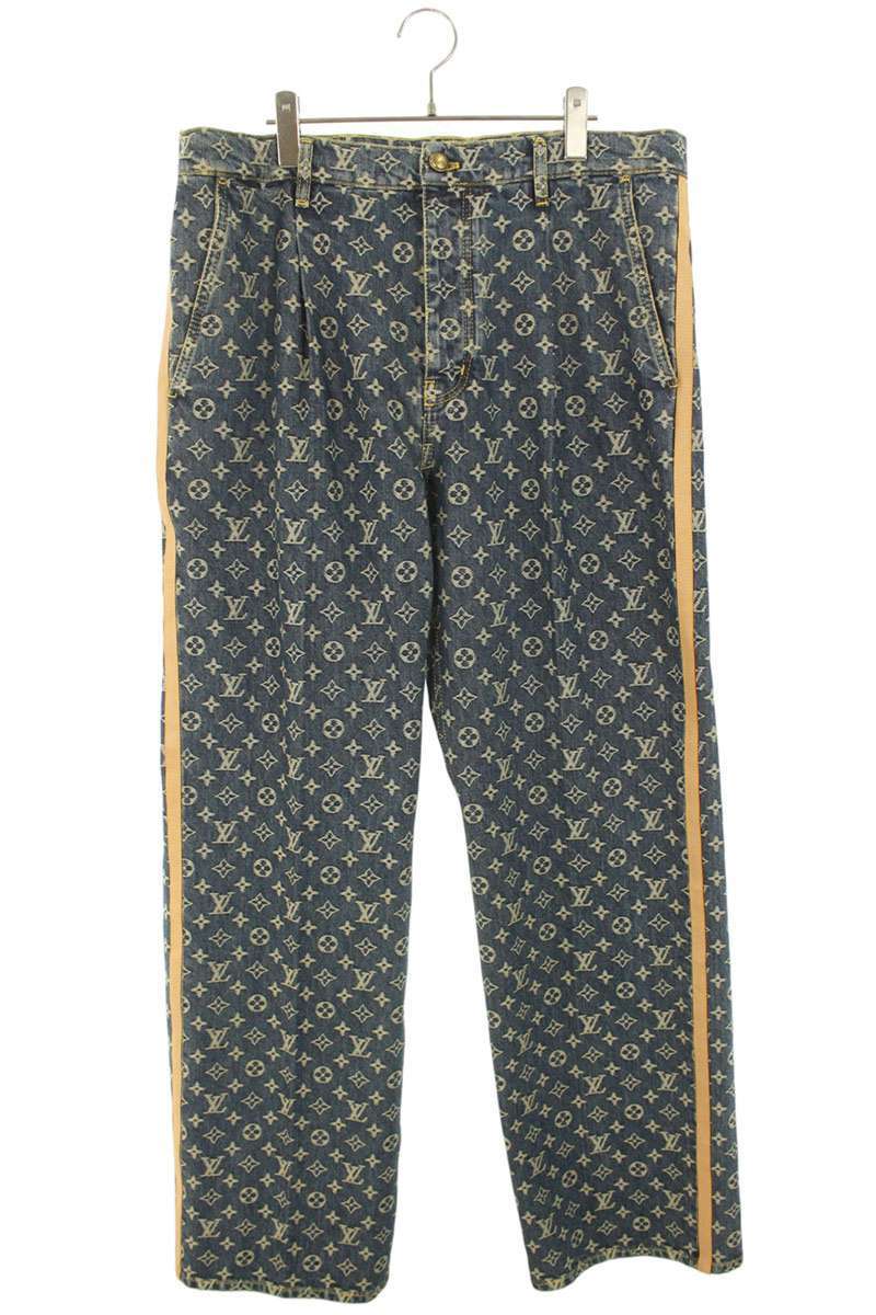 ルイヴィトン サイズ:36インチ 25SS RM251MM UZD HSD10W モノグラム総柄レザーサイドラインテーラードデニムパンツ 中古 OM10拍卖