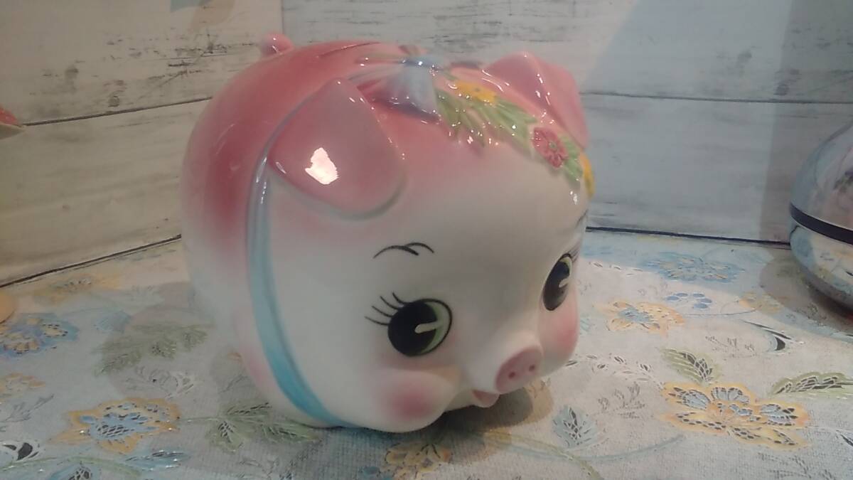 ■■ 加藤工芸 KATO KOGEI 豚の貯金箱 ピギーバンク ピンク サイズ:幅13cm 奥行17cm 高さ14cm ■■拍卖