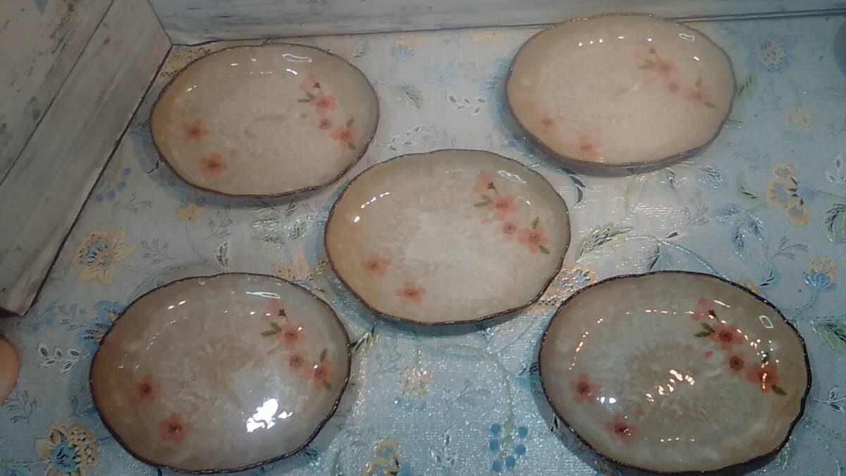 ■■ 銘々皿 和食器 楕円皿 在銘 小皿 花柄 ■■拍卖
